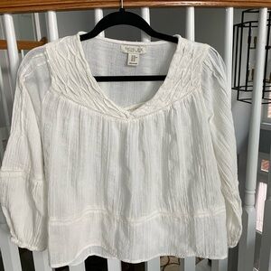Rachel Zoe White Textured Blouse